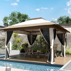 Outsunny 3.6 x 3.6m Pop-Up Gazebo, with Accessories - Beige