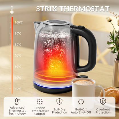 Kettle and Toaster Set, 1.7L 3000W Rapid Boil Jug Kettle with Otter Thermostat, Limescale Filter, 4 Slice Toaster with 7 Browning Controls, Crumb Tray, LED Strip, Silver Tone