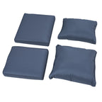 Outsunny Six-piece Outdoor Rattan Dining Set, Outdoor Sofa Set with Reclining Armchairs and Mental Frame, Blue