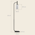 Floor Lamp for Living Room with Glass Lampshade, Modern Standing Lamp with Foot Switch for Bedroom, Bulb not Included, Black