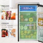 Under Counter Fridge, 91L Small Fridge with Chiller Box, Removable Shelf, Reversible Door, Adjustable Legs, Mini Refrigerator, Black