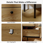 HOMCOM Modern Chest of Drawers with 4 Drawers - Oak