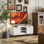 Modern TV Stand Cabinet for TVs up to 55", TV Unit with 2 Open Shelves and 2 Cabinets, Entertainment Centre with Cable Management for Living Room, White