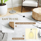3-Light Floor Lamp, 170cm Industrial Dimmable Standing Lamp with Steel Wire Cage Lampshades for Living Room, Bedroom, Dining Room, Study, Bulb Not Included, Silver Tone