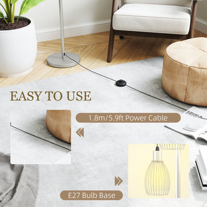 3-Light Floor Lamp, 170cm Industrial Dimmable Standing Lamp with Steel Wire Cage Lampshades for Living Room, Bedroom, Dining Room, Study, Bulb Not Included, Silver Tone