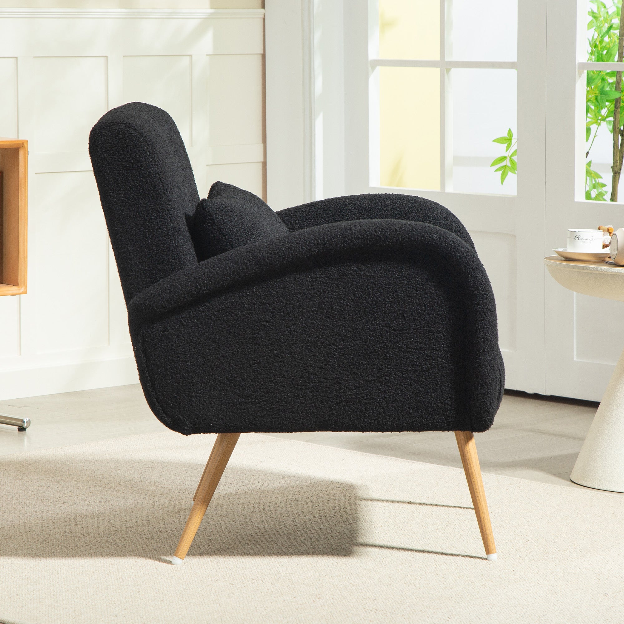 HOMCOM Teddy Fleece Accent Chair - Black