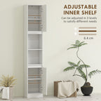 HOMCOM Narrow Bathroom Cabinet, Slim Bathroom Storage Unit with Open Compartment, Freestanding Storage Cupboard with Adjustable Shelves for Small Spaces, 30 x 24 x 170 cm, White
