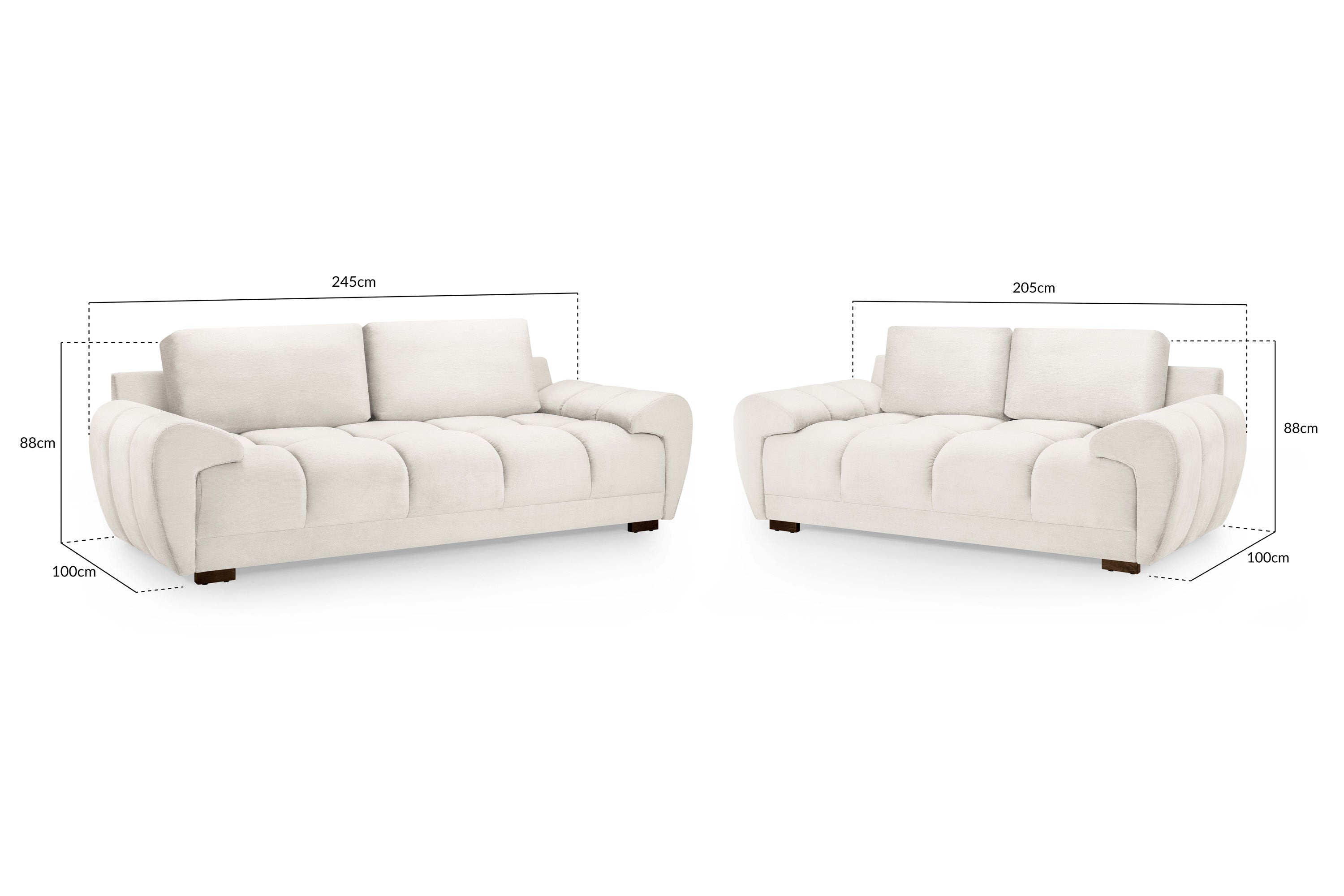 Azzuro Cream Fabric 3+2 Seater Sofa Set with Quilted Seats
