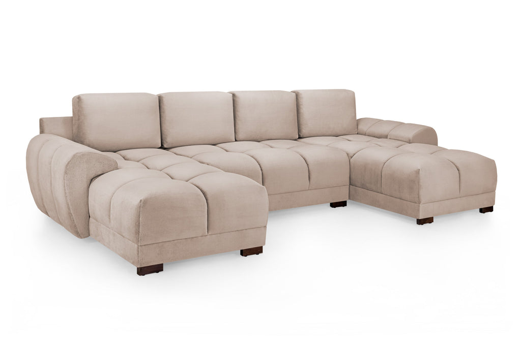 Azzuro Mocha Velvet U-Shape Corner Sofa: Luxurious, Anti-Slip, Family Comfort