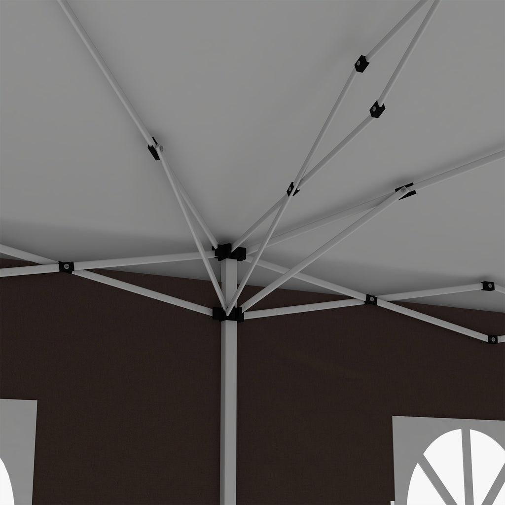 Outsunny 3 x 6 m Pop Up Gazebo with Sides and Windows, Height Adjustable Wedding Camping Party Tent Canopy Marquee with Storage Bag for Garden, Event, Brown