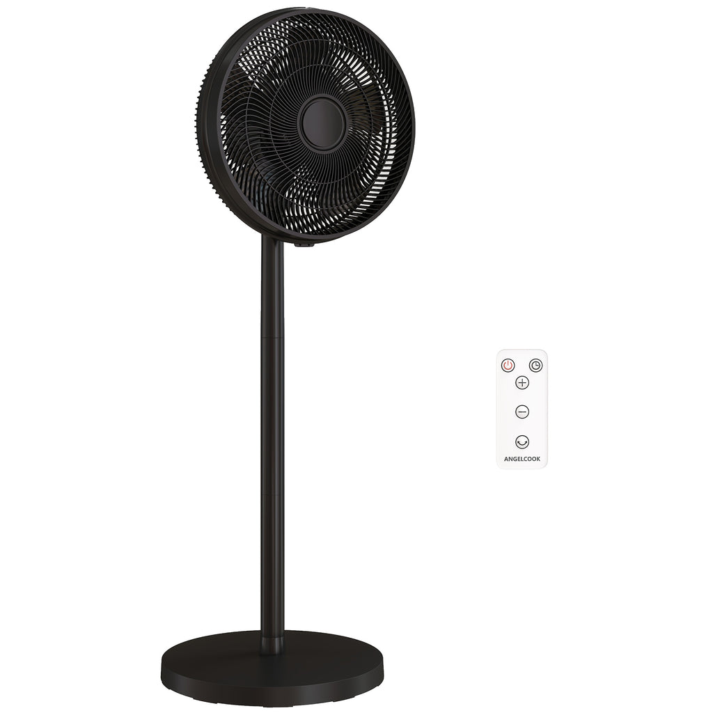 40 cm Standing Fan, Cooling Floor Fan with 80° Oscillating, Adjustable Tilt and Height, 4 Speed, Remote Control, Black