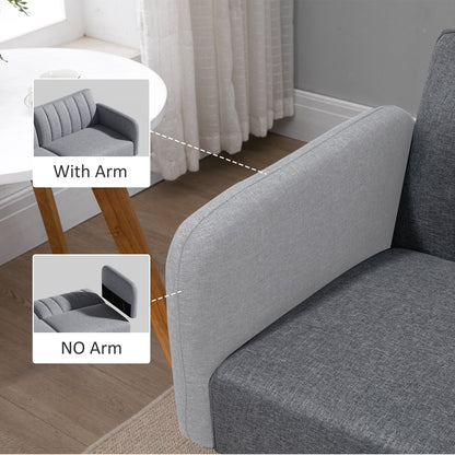 3 Seater Sofa Bed, Convertible Linen Fabric Sofa Couch, Click Clack Sofabed with Adjustable Split Backrest for Living Room, Bedroom, Guest Room, Grey
