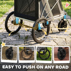 PawHut Dog Stroller, Easy Folding Pet Stroller for Small and Medium Dogs with Shock Absorption, Maximum Load 20 kg, Grey