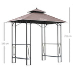 Outsunny 2.5 x 1.5m BBQ Tent Canopy Patio Outdoor Awning Gazebo Party Sun Shelter - Coffee