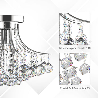 Crystal Chandeliers, 40cm K9 Droplets Ceiling Light with 3 E14 Bulb Base, Pendant Lights for Living Room, Bedroom, Dining Room, Hallway, Kitchen