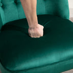 HOMCOM Velvet Accent Chair Set of 2, Button Tufted Wingback Chair with Rubber Wood Legs for Living Room, Bedroom, Dark Green