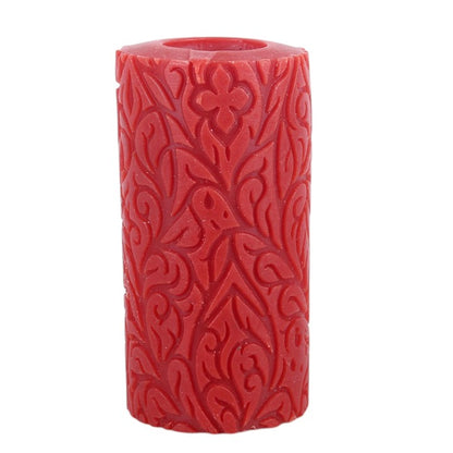 Red Debossed Pillar Candle