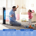 31" Oscillating Tower Fan with Remote Control, 4H Timer, 3 Speed 3 Modes, Quiet Electric Floor Standing Fan for Home Bedroom Office, Black