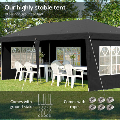Outsunny 3 x 6m Pop-Up Gazebo, with Removable Walls - Black