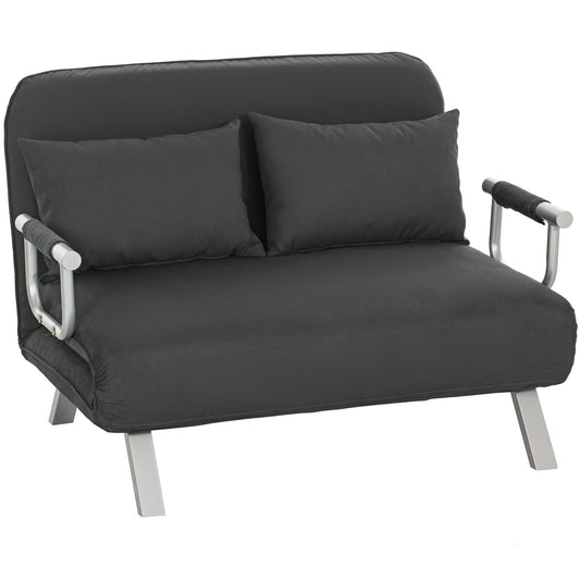 Two-Seater Click-Clack Sofa Bed - Charcoal Grey
