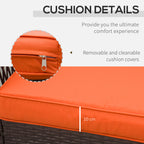 Outsunny 3 Pieces Rattan Bistro Set with Glass Top Coffee Table, Chairs and Cushions for Outdoor, Patio, Balcony, Orange