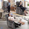Power Lift Recliner with Vibration Massage and Heat, Lift Chair for Tall with Wood Grip, Pocket Spring, Light Grey
