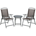 Outsunny Three-Piece Garden Seat Set, with Glass-Top Table - Brown