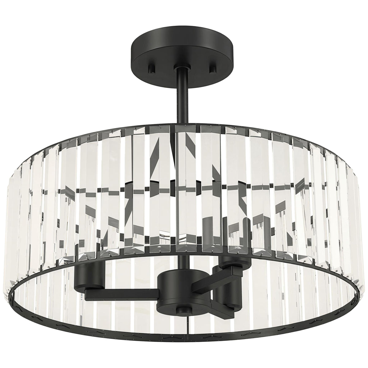 Crystal Ceiling Light, Semi Flush Mount Modern Crystal Chandelier Ceiling Light, E14 Base 3-Lights, Bulbs Not Included