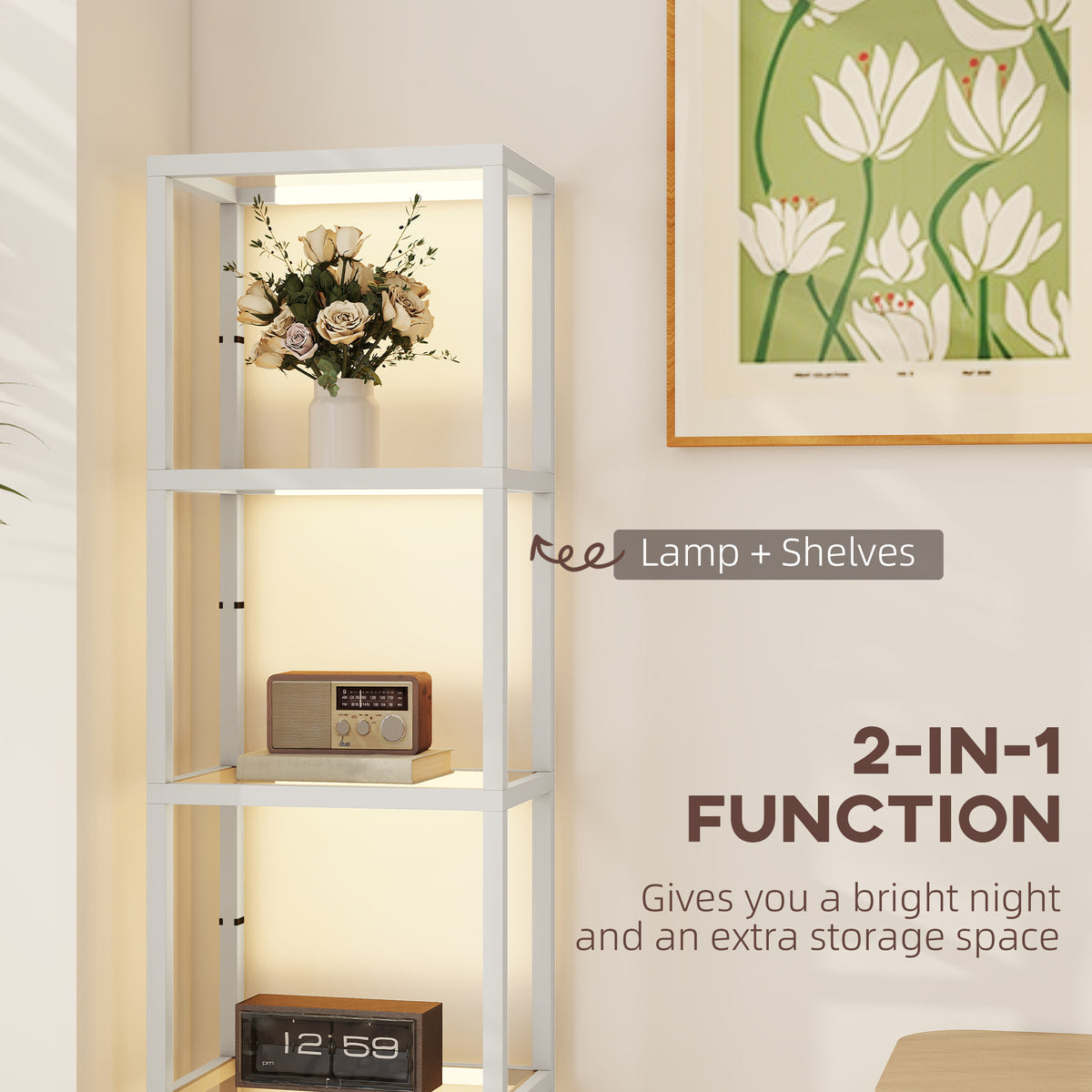 Four-Shelf Floor Lamp - Grey