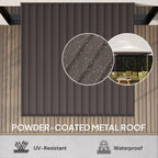 Outsunny 3 x 3(m) Garden Pergola with Waterproof Metal Roof, Lean to Pergola Hardtop Gazebo, Brown