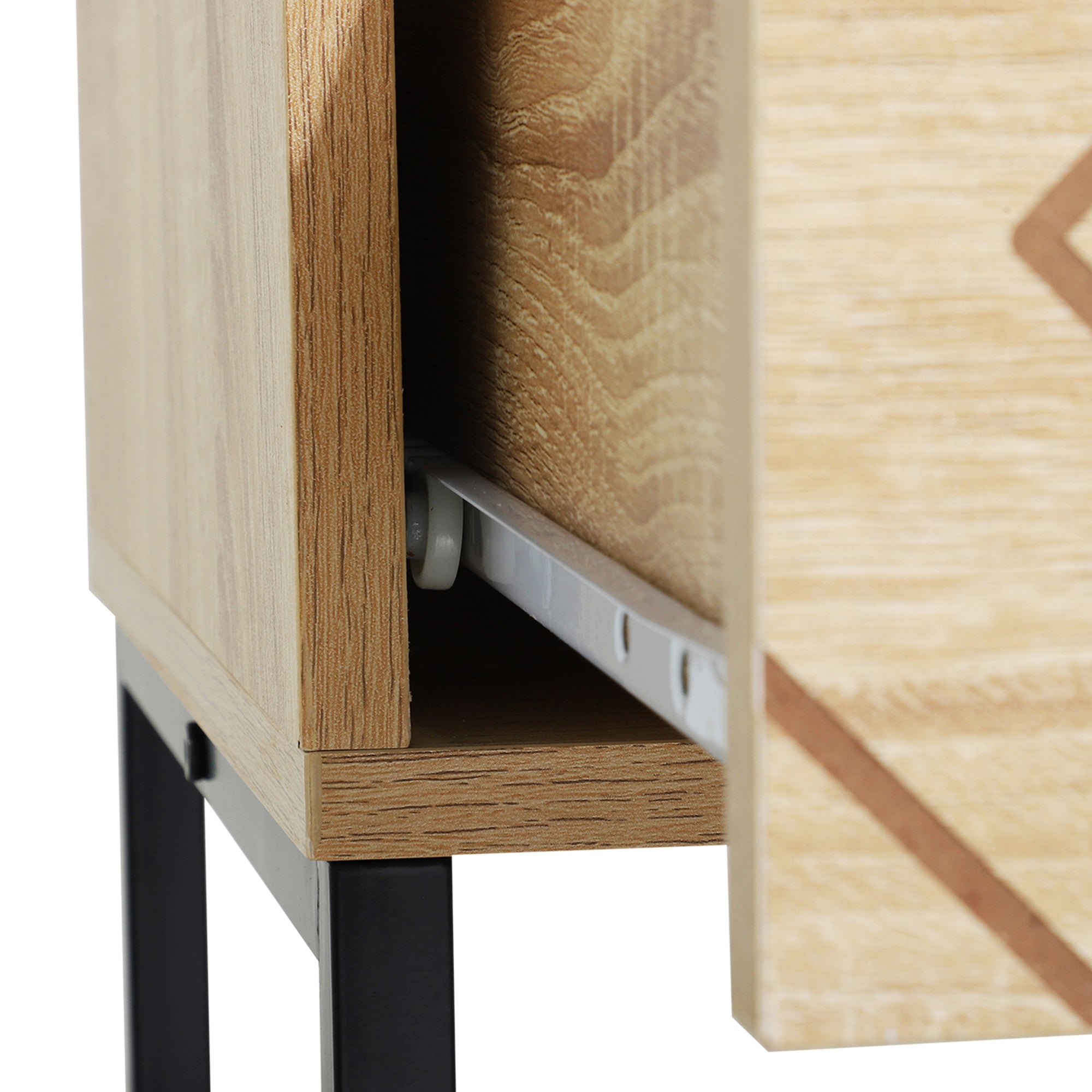 HOMCOM Bedroom Chest of Drawers, 6 Drawer Dresser, Sideboard Cabinet with Zigzag Design and Metal Base, Storage Drawer Unit, 120x71cm, Natural