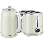 Polished Retro 40-100°C Kettle and Toaster Set - Grey
