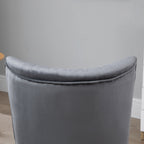 HOMCOM Velvet Accent Chair Occasional Tub Seat Padding Curved Back with Wood Frame Legs Home Furniture for Bedroom Living Room Set of 2 Grey