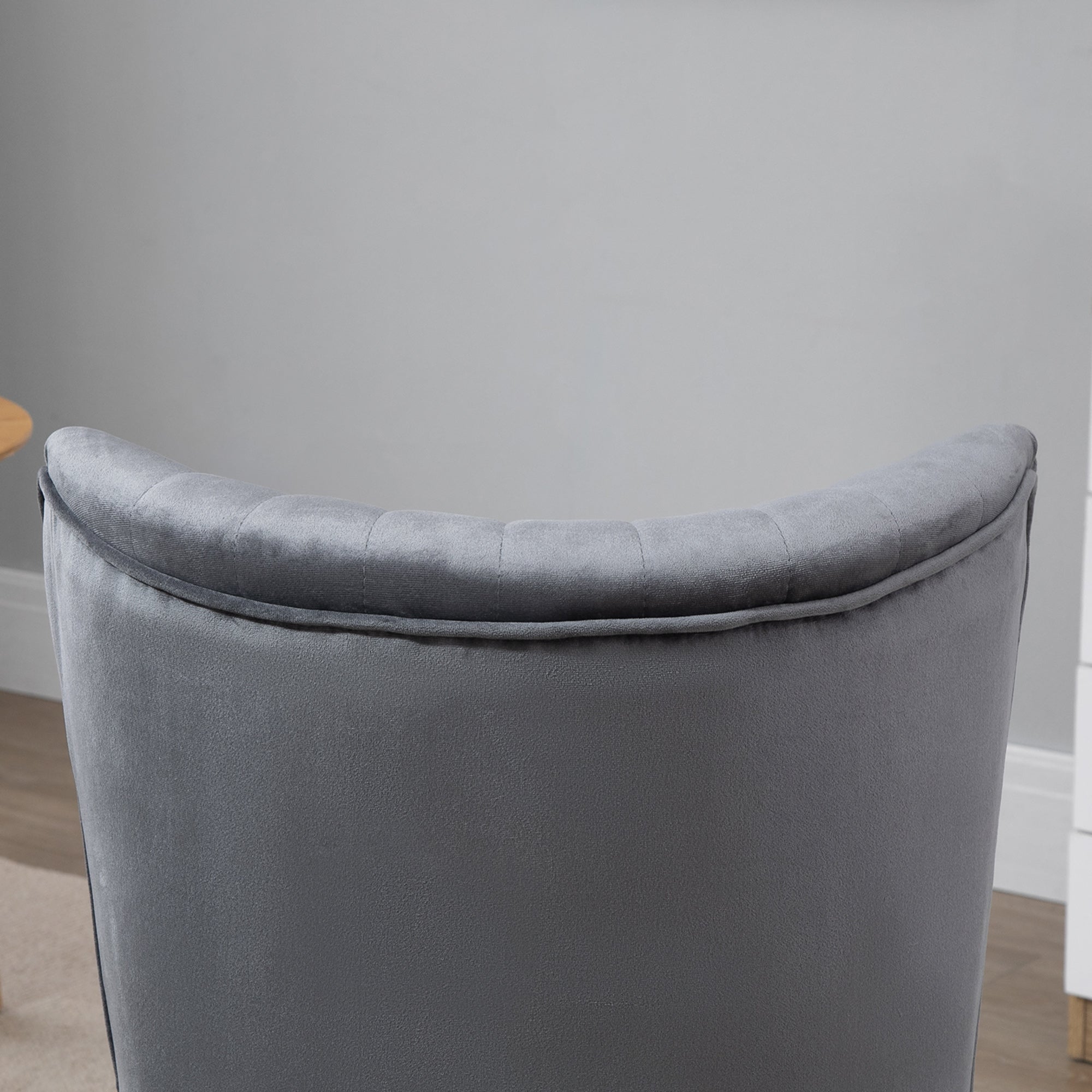 HOMCOM Velvet Accent Chair Occasional Tub Seat Padding Curved Back with Wood Frame Legs Home Furniture for Bedroom Living Room Set of 2 Grey