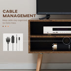 TV Stand Cabinet up to 55 Inches, TV Unit with Single Door and Open Shelves, Cable Holes for Living Room, Bedroom, Brown