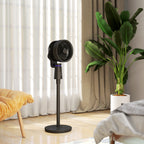 Pedestal Air Circulation Fan with Oscillating, Light Off, Black