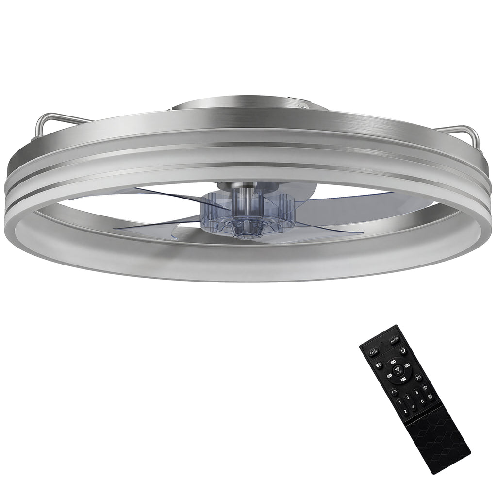 Ceiling Fans with Lights and Remote & App Control, 50cm LED Ceiling Fan Light with 3 Colour Temperatures, 6 Speed, Silver