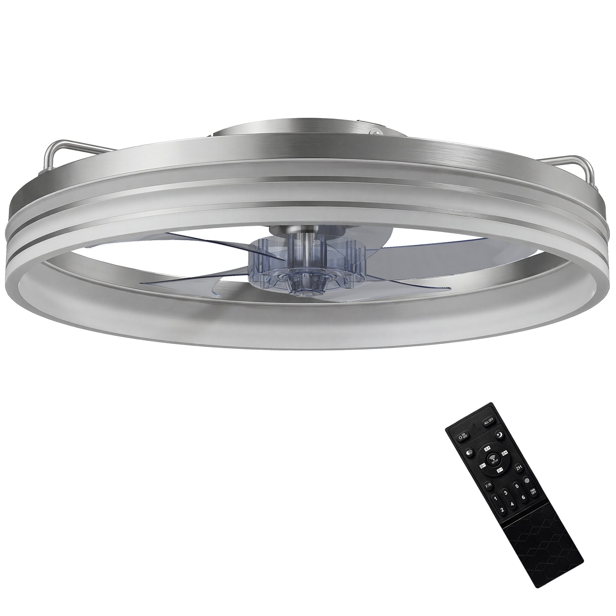 Ceiling Fans with Lights and Remote & App Control, 50cm LED Ceiling Fan Light with 3 Colour Temperatures, 6 Speed, Silver