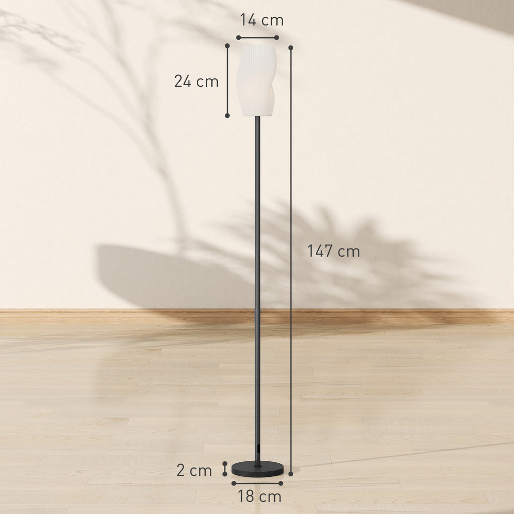 Floor Lamp for Living Room, 3D Printed Modern Standing Lamp with Flowing Curved Shade, 3 Colour Temperature & Foot Switch, Minimalist Tall Pole Lampshade for Bedroom, Office, White