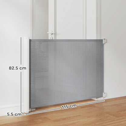 PawHut Retractable Pet Safety Gate, Folding Dog Barrier, Grey