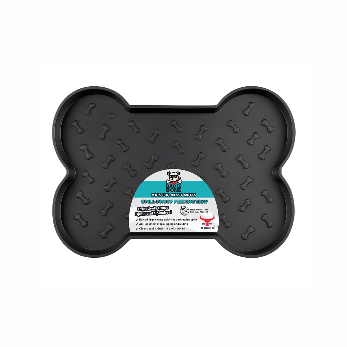 Spill-Proof Dog Feeding Mat - Black