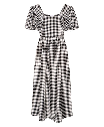 Black Gingham Midi Dress