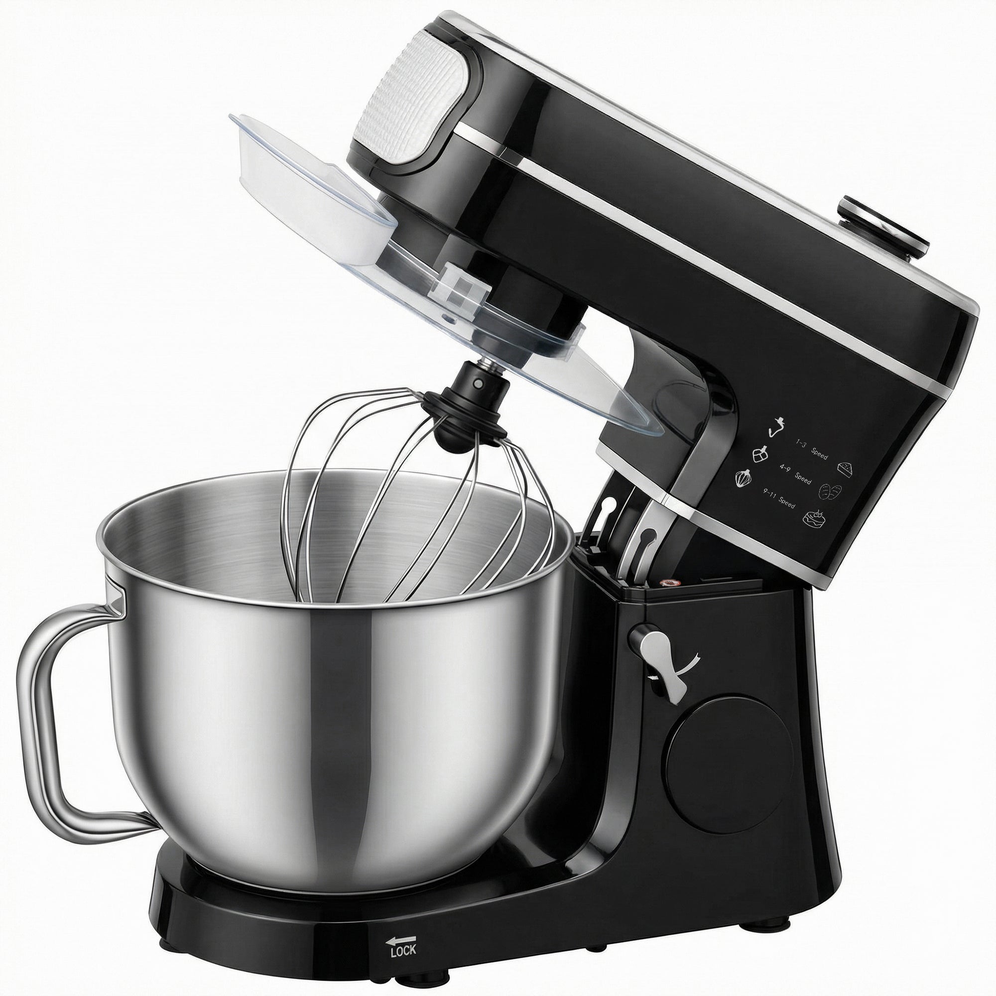 Stand Mixer, 6L 1400W Tilt-Head Food Mixer with 11 Speeds, Pulse & Fermentation Function, LED Display, Black