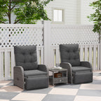 Outsunny 2 Seater Patio Rattan Wicker No Installation Chaise Lounge Sofa Set w/ Cushion for Patio Garden Porch, Grey