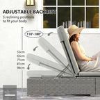 Outsunny Rattan Sun Lounger, Five-Position Reclining Garden Lounger Bed with Cushion, Light Grey