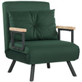HOMCOM 4-in-1 Velvet-Feel Single Chair Bed, with Pillow - Green