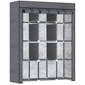 Fabric Wardrobe, with Rails and Shelves - Dark Grey