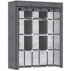 Fabric Wardrobe, with Rails and Shelves - Dark Grey