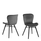 Codey Round Dining Table with White Polished Marble Top & Black Base includes 4 Matilda Dining Chairs in Dark Grey