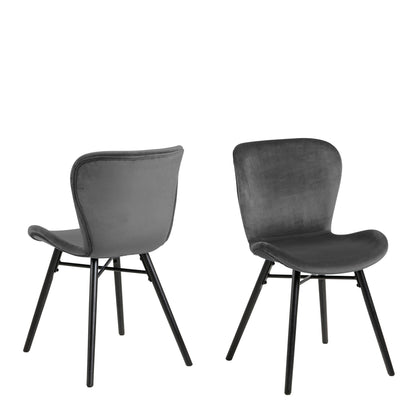 Codey Round Dining Table with White Polished Marble Top & Black Base includes 4 Matilda Dining Chairs in Dark Grey